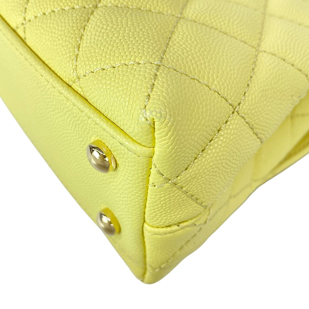 Chanel Handbag Small Top Handle Flap Bag Quilted Coco XS Light Yellow — view 8