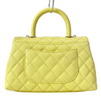 Chanel Handbag Small Top Handle Flap Bag Quilted Coco XS Light Yellow — view 3
