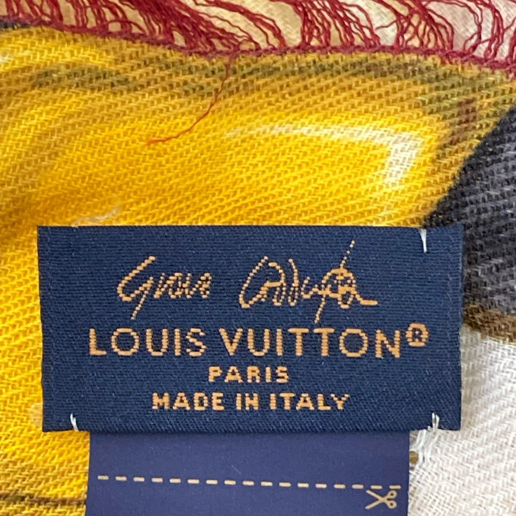 Louis Vuitton Shawl My LV Trunk Beige Yellow Multi Gray Coddington Wool — view 2