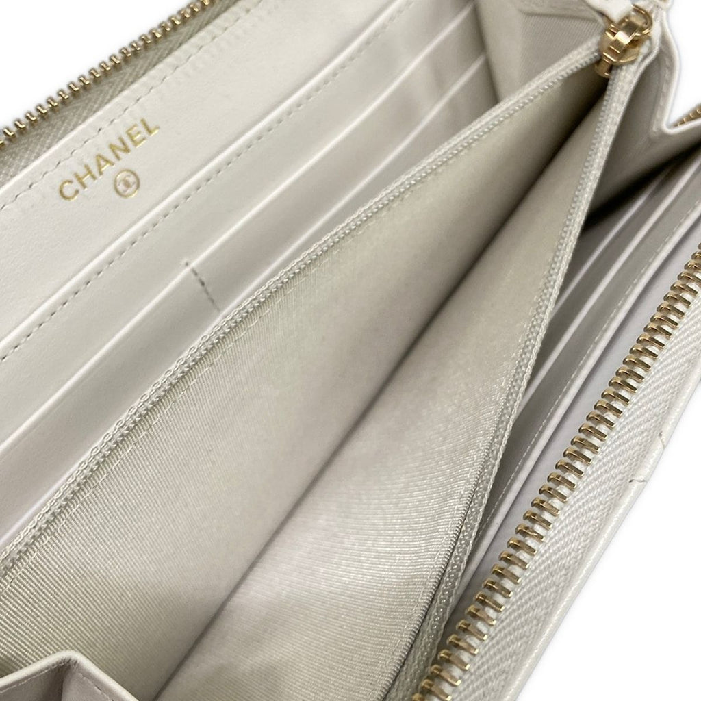 Chanel Wallet Chanel 19 Long Zip White Gold Round Zipperkinskin — view 4