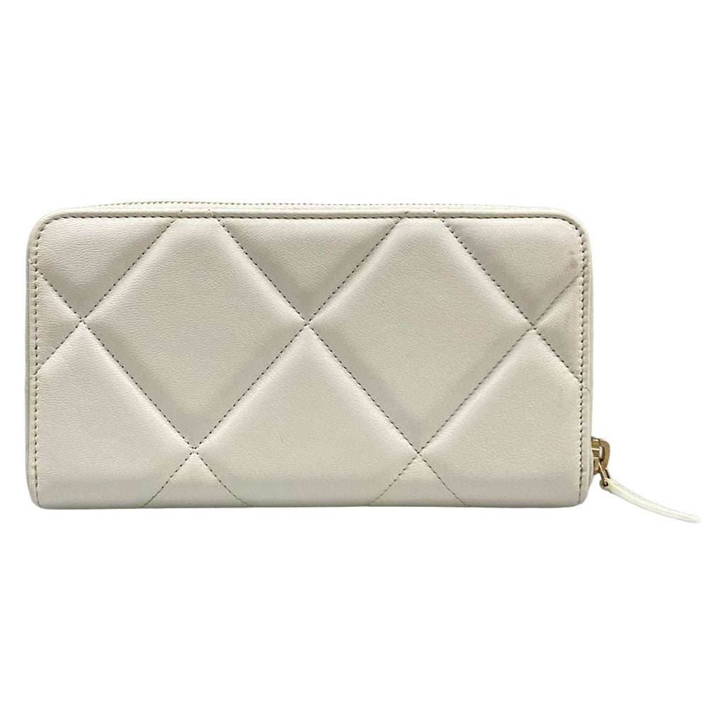 Chanel Wallet Chanel 19 Long Zip White Gold Round Zipperkinskin — view 2