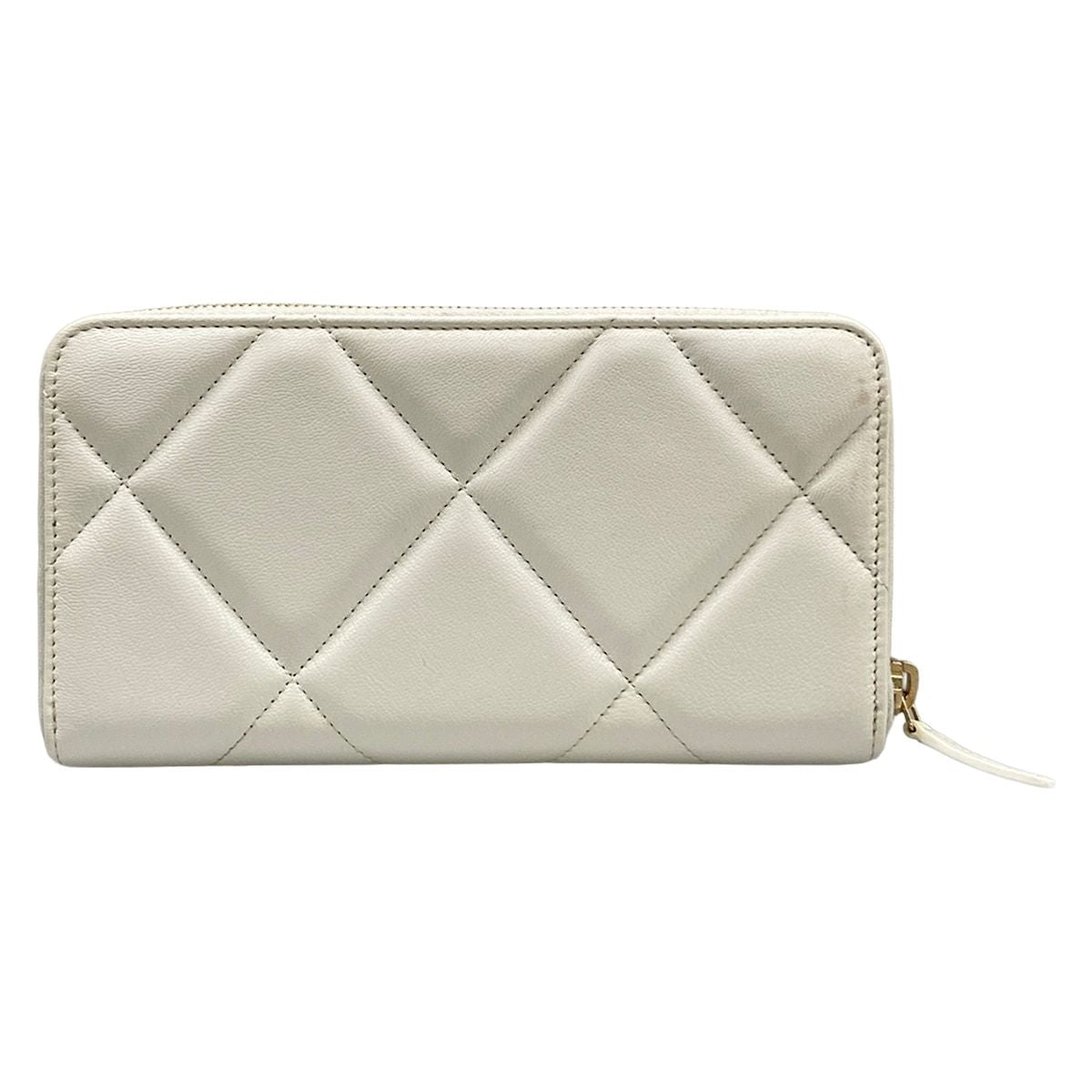 Chanel Wallet Chanel 19 Long Zip White Gold Round Zipperkinskin — view 2