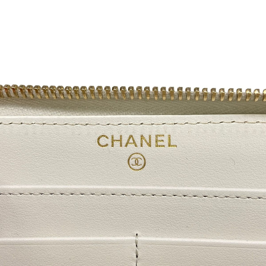 Chanel Wallet Chanel 19 Long Zip White Gold Round Zipperkinskin — view 5