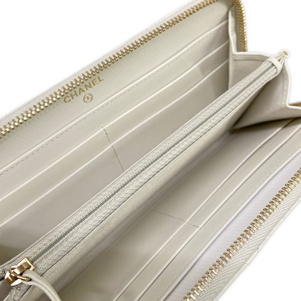 Chanel Wallet Chanel 19 Long Zip White Gold Round Zipperkinskin — view 3