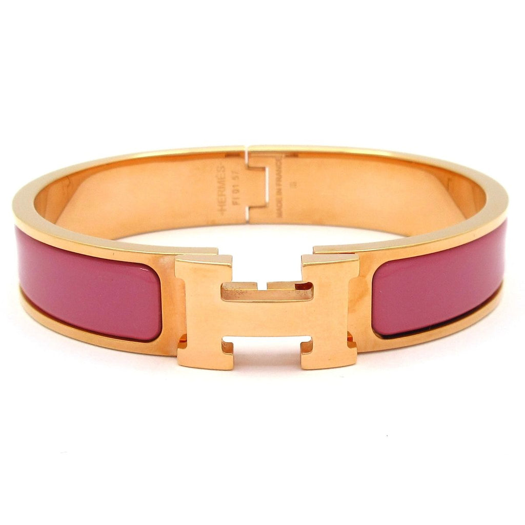 Hermes Bangle Clic H Pink Gold Bracelet