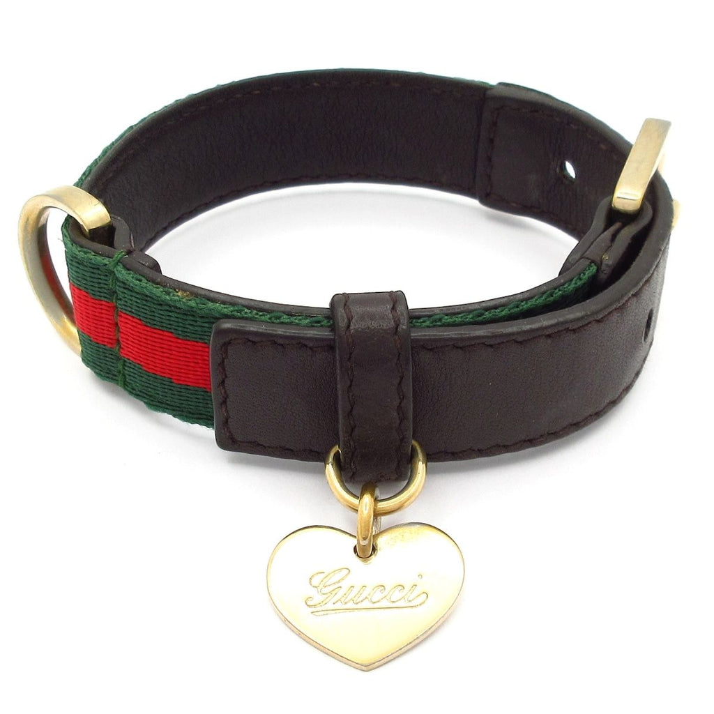 Gucci Bracelet Sherry Leather Dark Brown Green Multi Heart