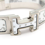 Hermes Bangle Clic H Silver White Cheetah Bracelet — view 5