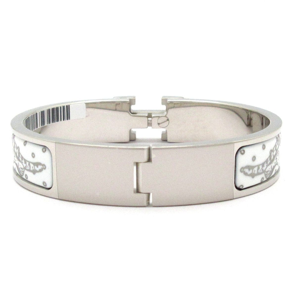 Hermes Bangle Clic H Silver White Cheetah Bracelet — view 3