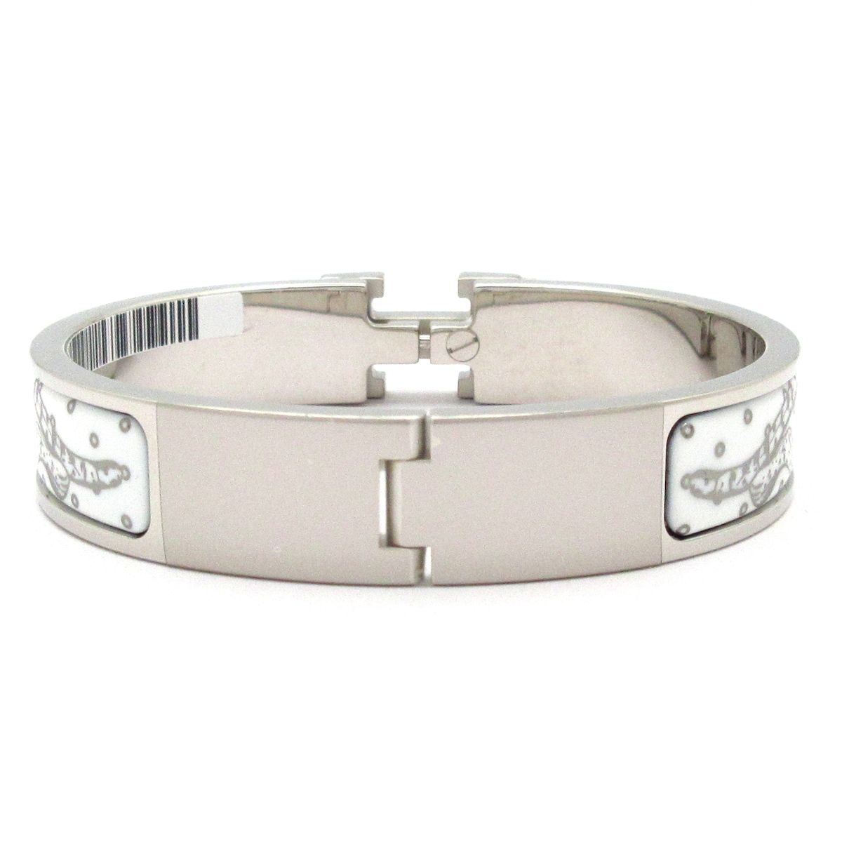 Hermes Bangle Clic H Silver White Cheetah Bracelet — view 3
