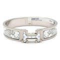 Hermes Bangle Clic H Silver White Cheetah Bracelet