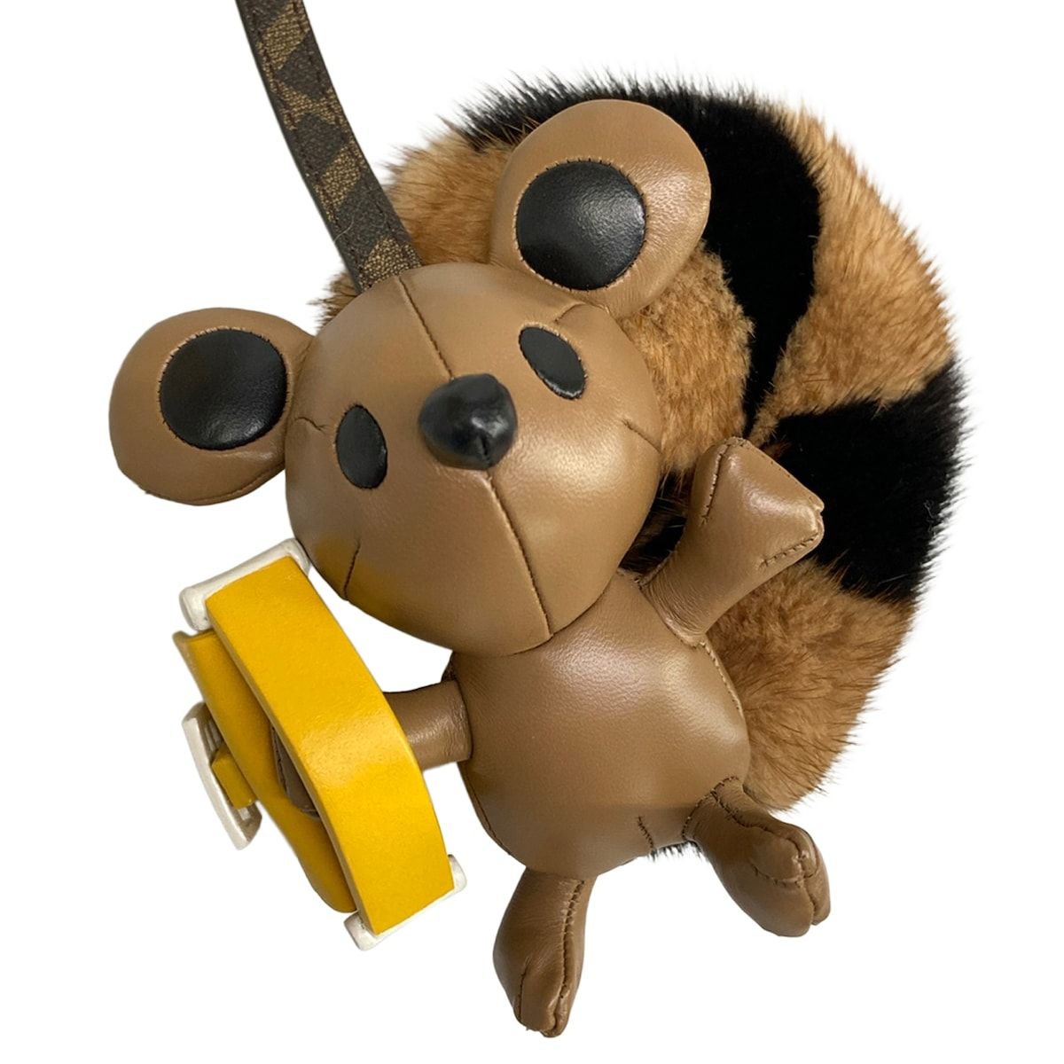 Fendi Key Holder Beige Black Yellow Squirrel Leather Mink — view 6
