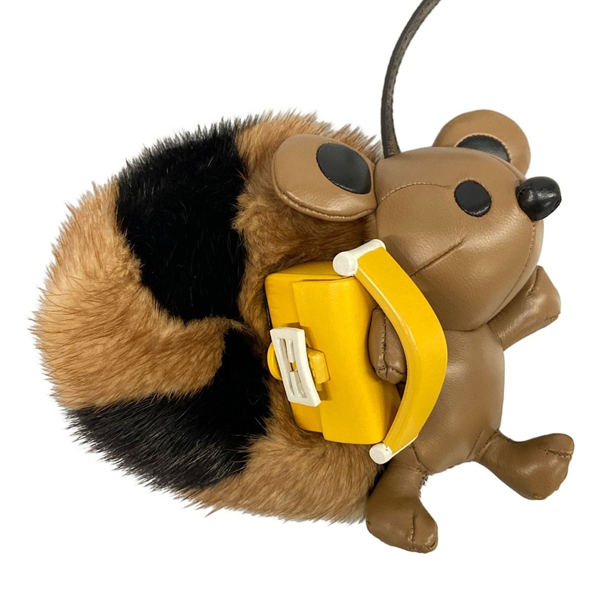 Fendi Key Holder Beige Black Yellow Squirrel Leather Mink — view 4