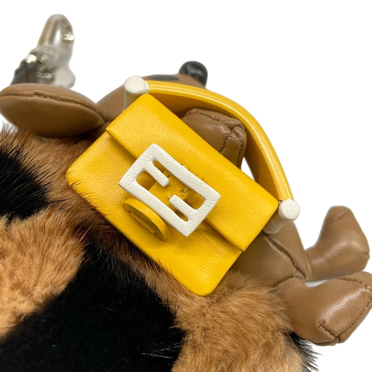 Fendi Key Holder Beige Black Yellow Squirrel Leather Mink — view 7