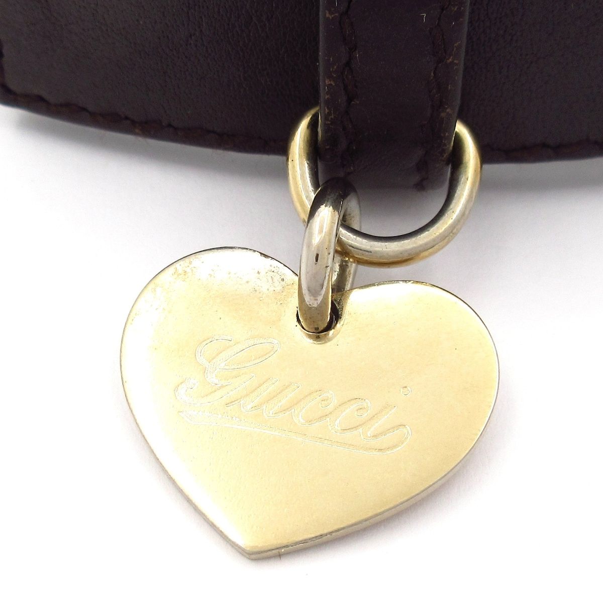 Gucci Bracelet Sherry Leather Dark Brown Green Multi Heart — view 2