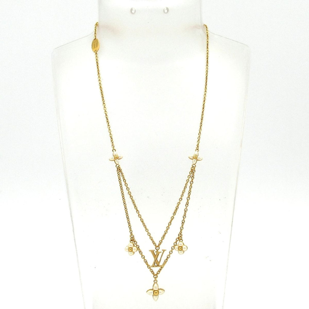 Louis Vuitton Necklace LV Flora Glam Gold White — view 2