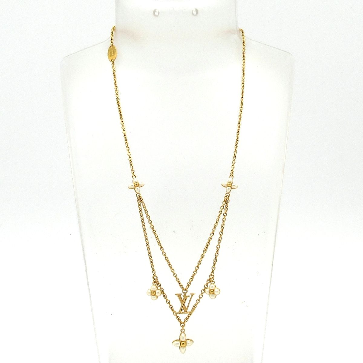 Louis Vuitton Necklace LV Flora Glam Gold White — view 2