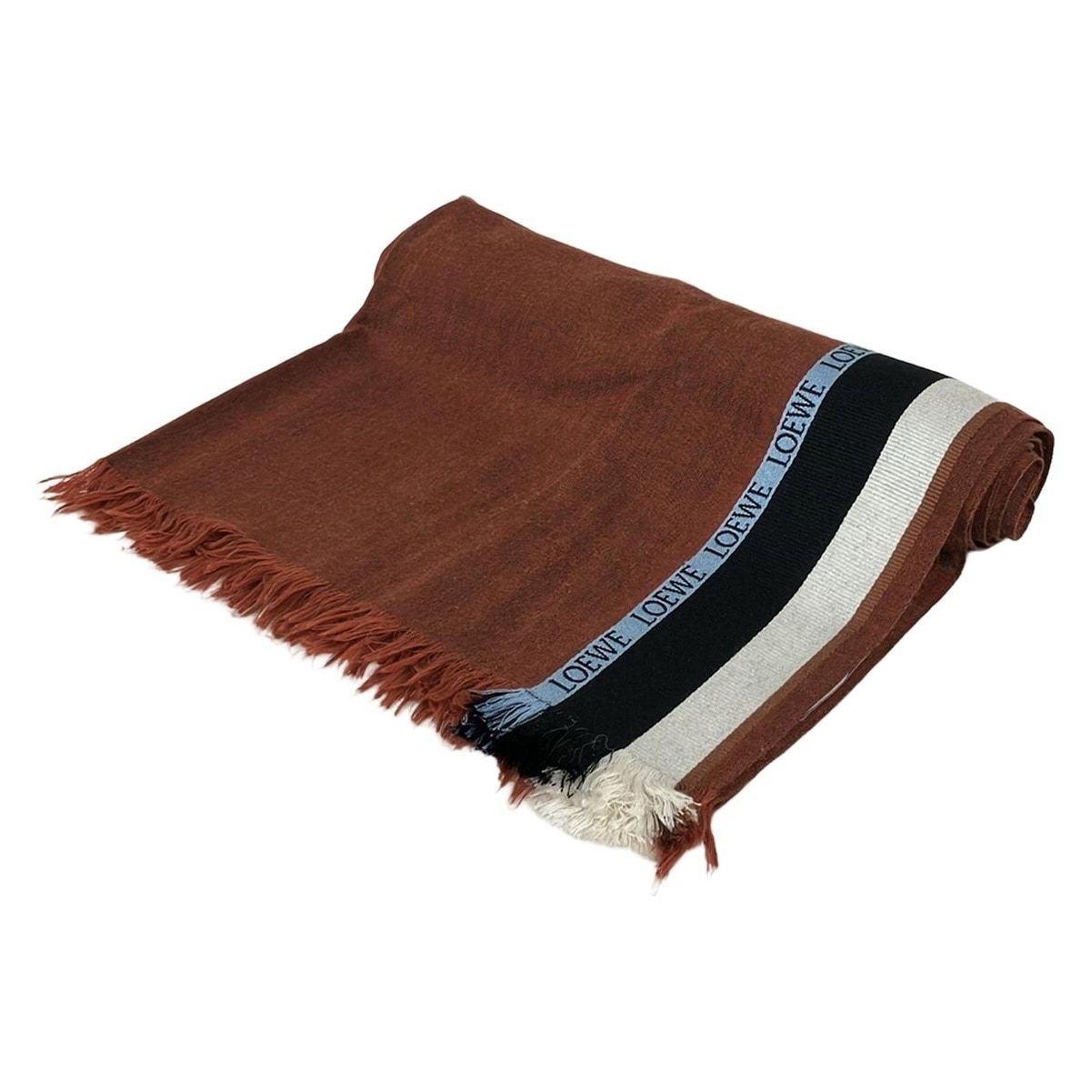 Loewe Shawl Dark Brown Black Multi Wool Cashmere Scarf