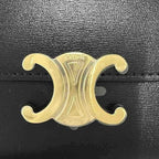 Celine Small Flap Wallet Triomphe Shiny Calfskin Trifold Black — view 8
