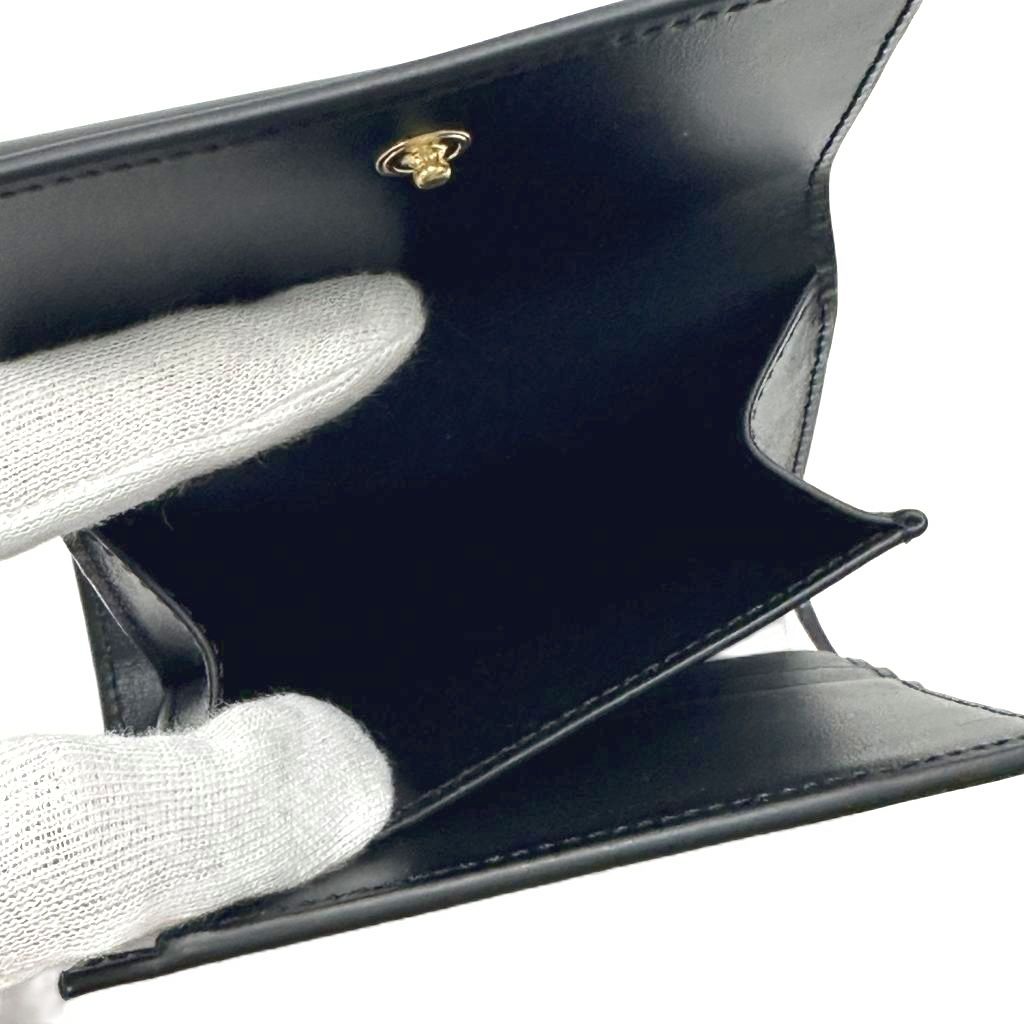Celine Small Flap Wallet Triomphe Shiny Calfskin Trifold Black — view 6