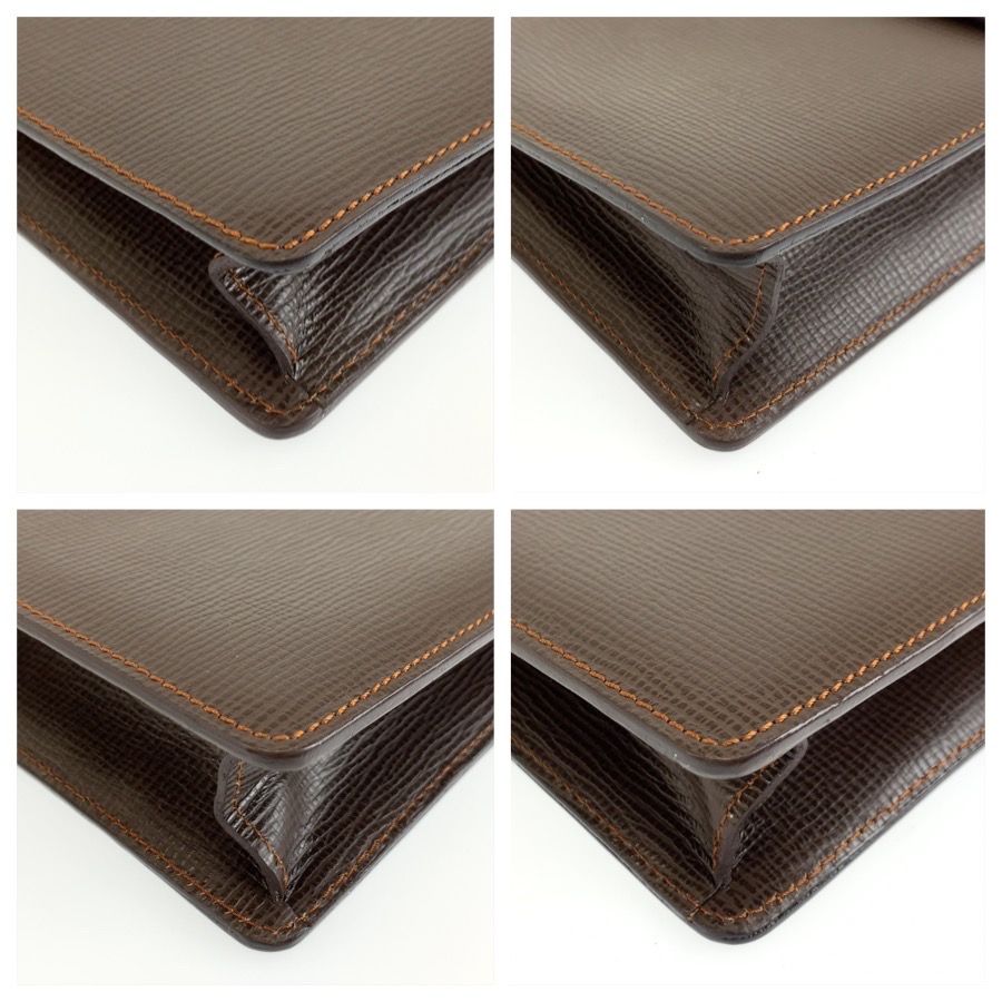 Loewe Anagram Brown Gold Leather Clutch — view 4