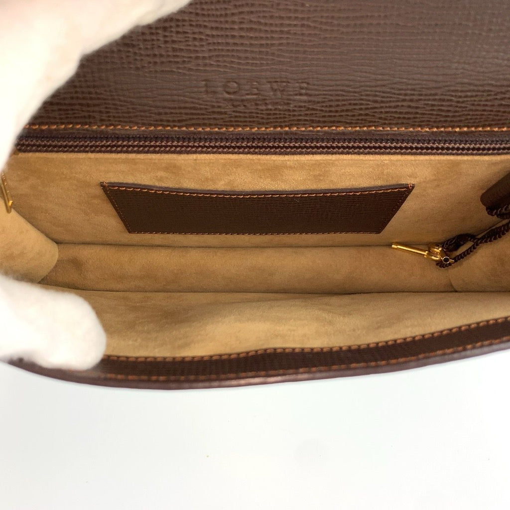 Loewe Anagram Brown Gold Leather Clutch — view 7