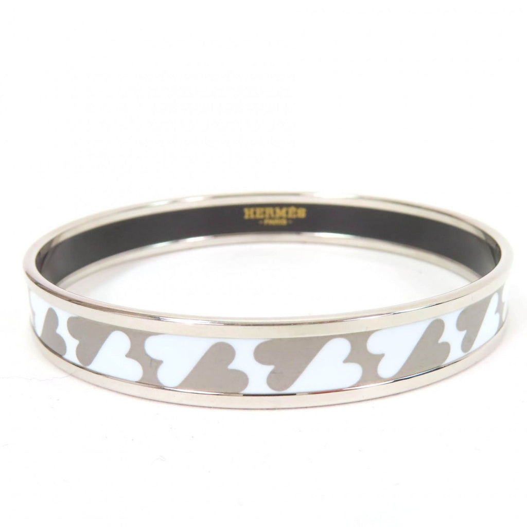 Hermes Enamel PM Bracelet Cult Jewel Bangle Silver White