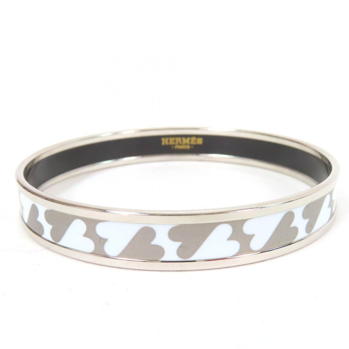 Hermes Enamel PM Bracelet Cult Jewel Bangle Silver White