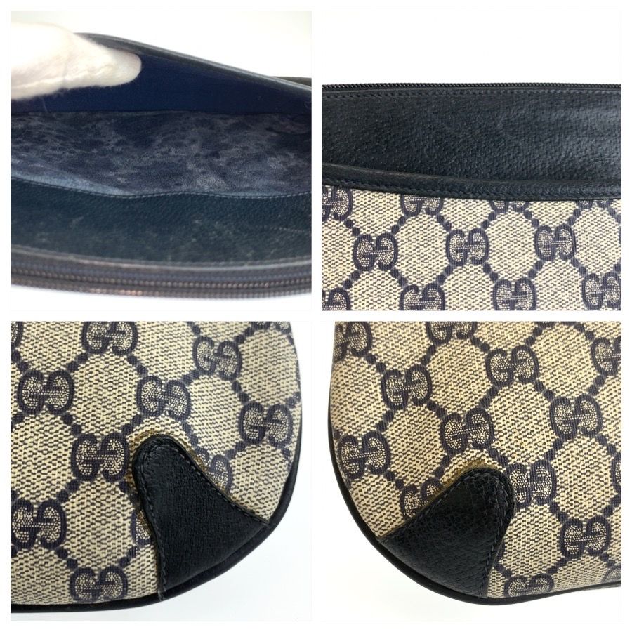 Gucci Vintage Gray Navy GG Supreme Canvas Leather 904 02 026 Shoulder Bag — view 5