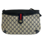 Gucci Vintage Gray Navy GG Supreme Canvas Leather 904 02 026 Shoulder Bag