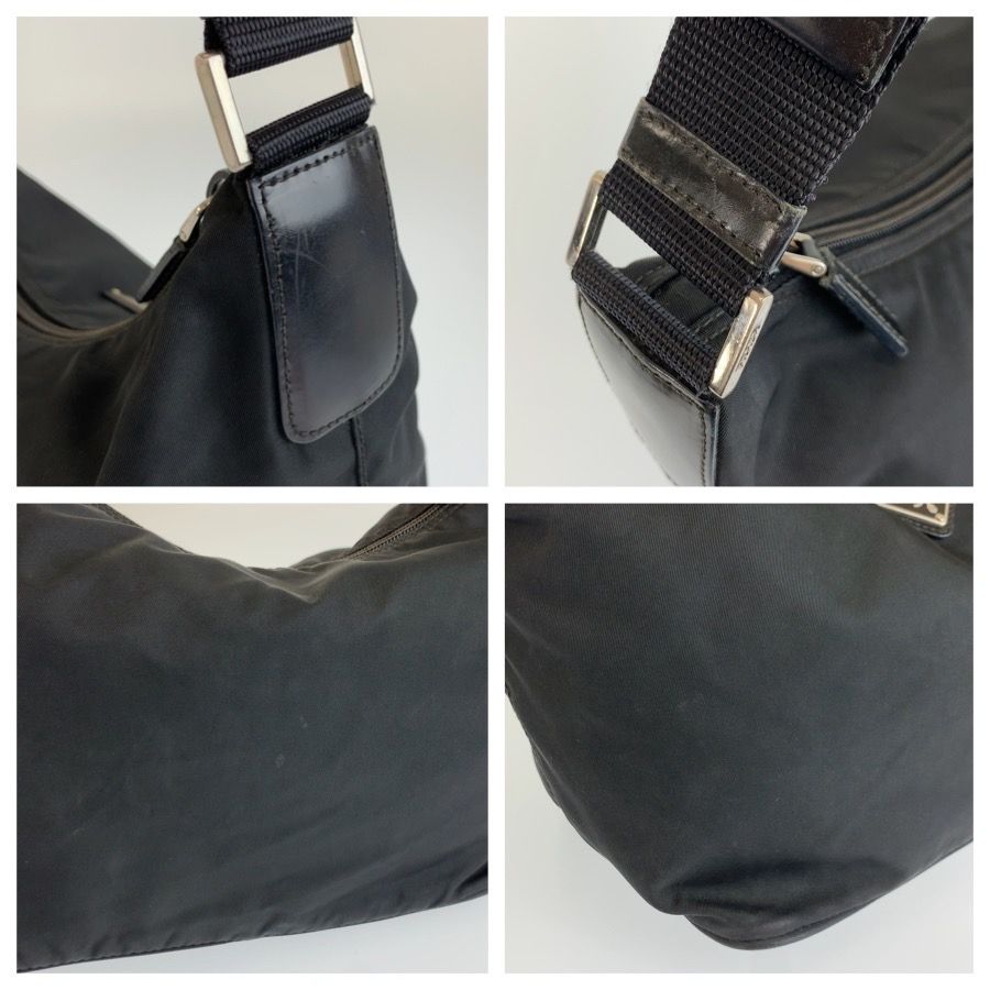 Prada Tessuto Black Silver Nylon Shoulder Bag — view 5