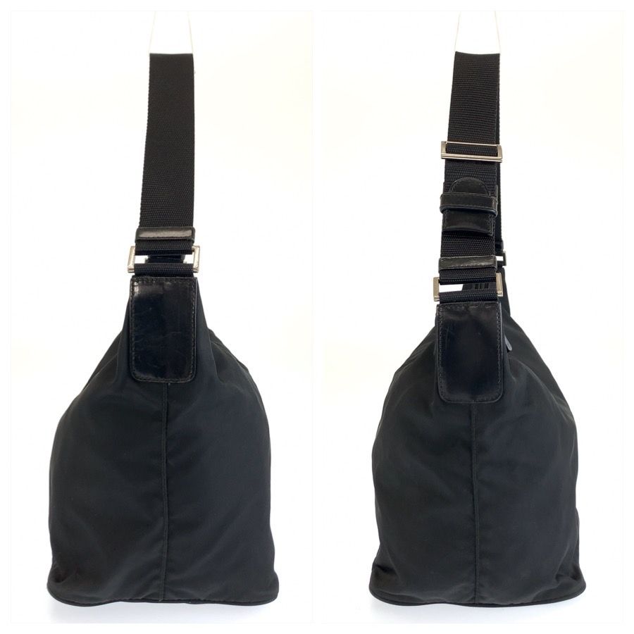 Prada Tessuto Black Silver Nylon Shoulder Bag — view 7