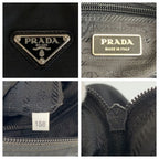 Prada Tessuto Black Silver Nylon Shoulder Bag — view 3