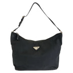 Prada Tessuto Black Silver Nylon Shoulder Bag