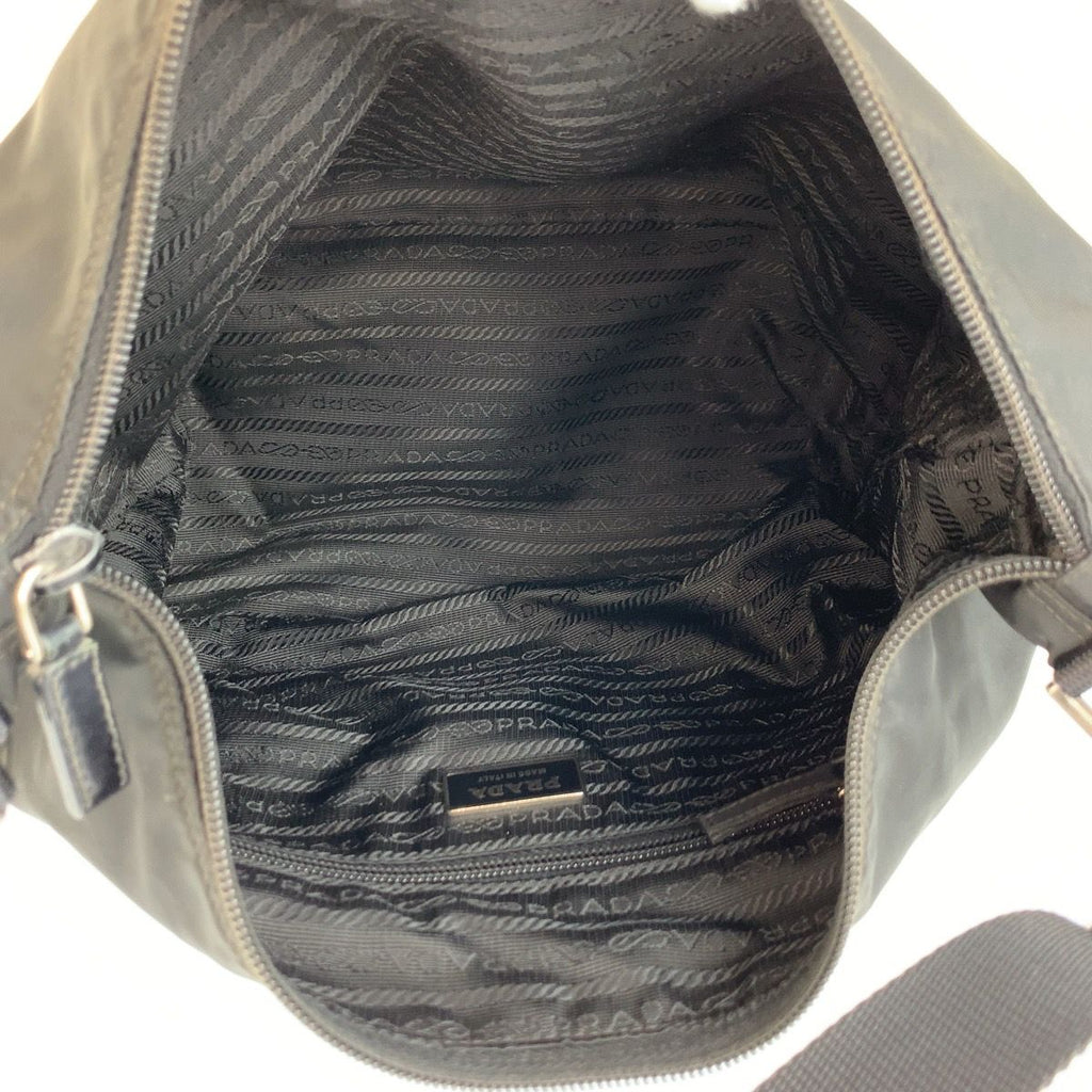 Prada Tessuto Black Silver Nylon Shoulder Bag — view 8