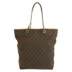 Gucci Brown Yellow Silver GG Canvas Leather Tote Shoulder Bag