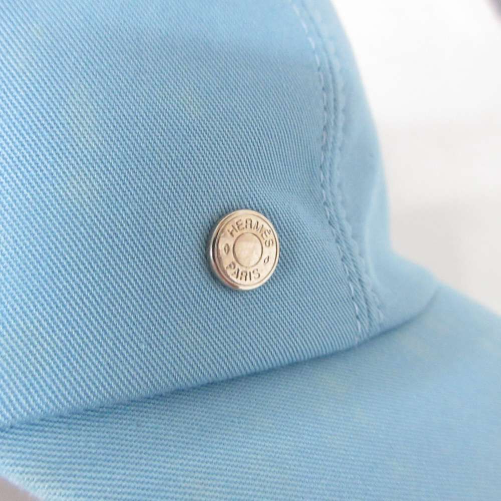 Hermes Cap Logo Snap Button Baby Blue Mnk 11 Hat — view 6