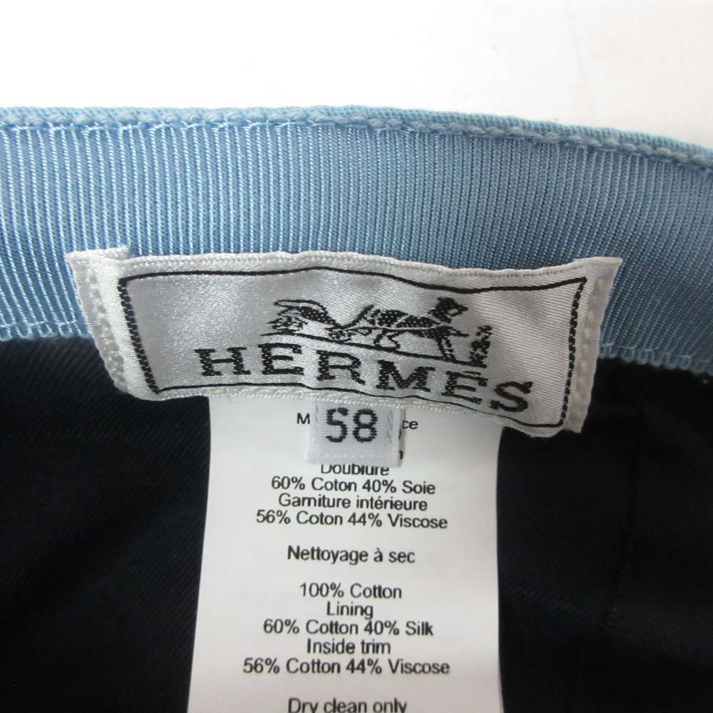 Hermes Cap Logo Snap Button Baby Blue Mnk 11 Hat — view 7