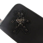Prada Wallet Zip Closure Logo Triangle Plate Bijou Bear Black — view 8