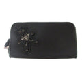 Prada Wallet Zip Closure Logo Triangle Plate Bijou Bear Black