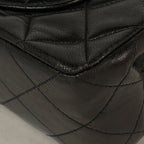 Chanel Shoulder Bag Quilted Double Flap CC Logo Leather Black — view 3