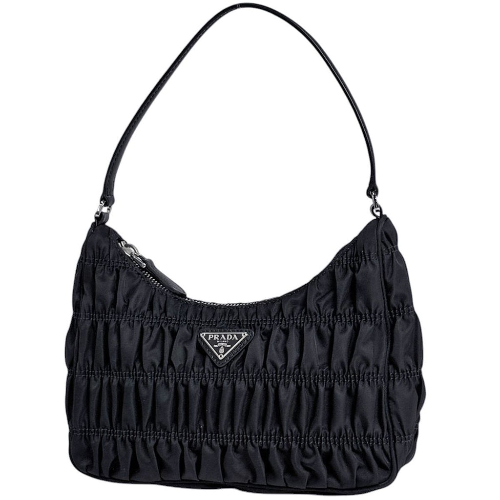 Prada Handbag Gathered Nylon Nero