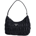 Prada Handbag Gathered Nylon Nero