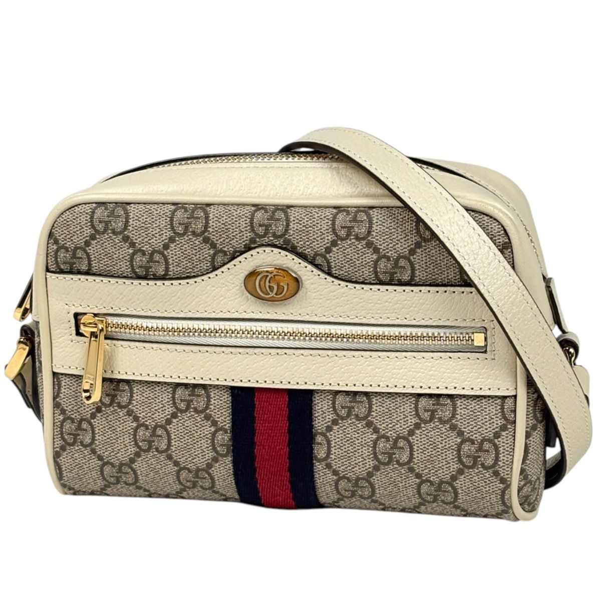 Gucci Shoulder Bag GG Pattern Sherry Line Web Beige White