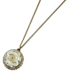 Chanel Necklace CC Logo Dome Shape Rhinestone Gold