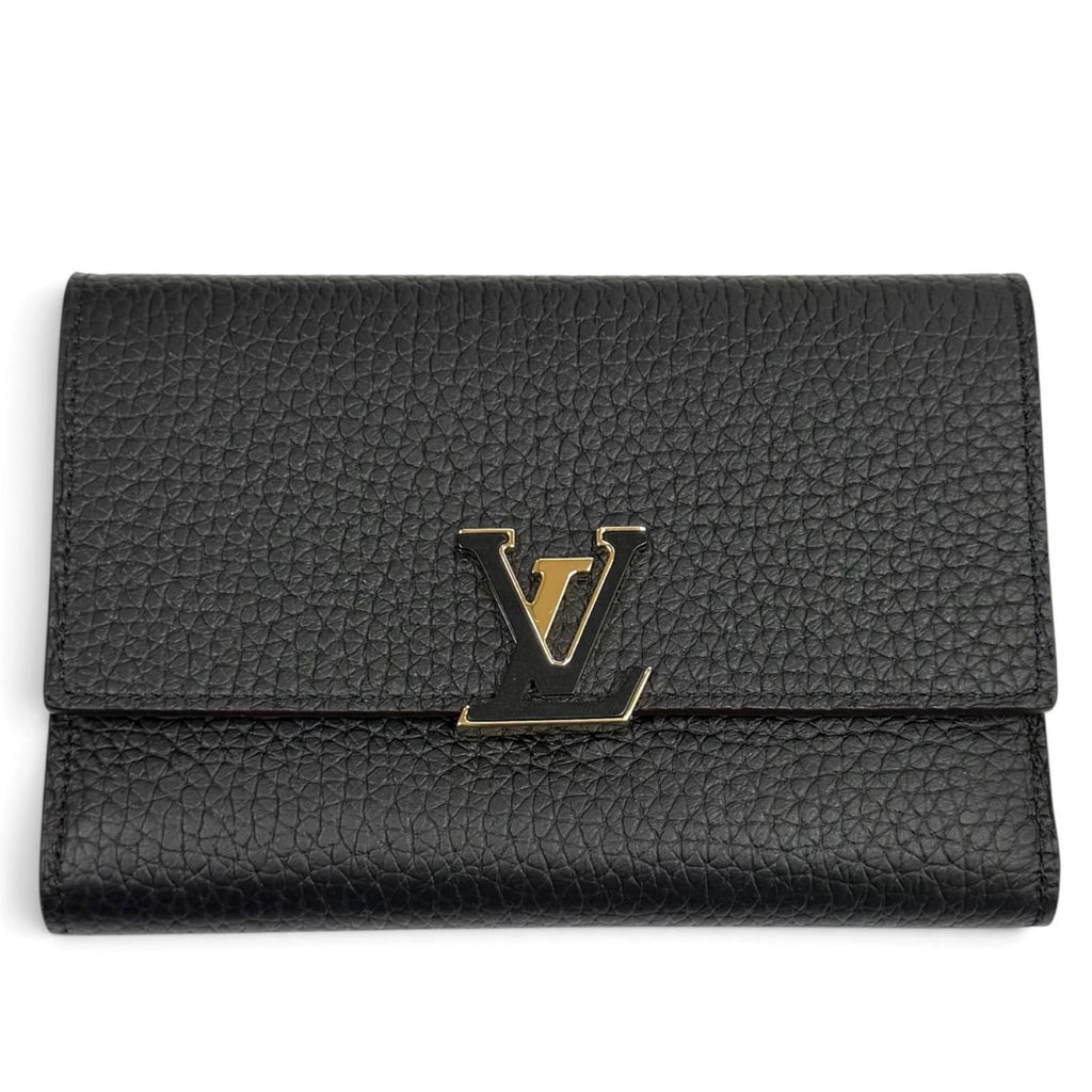 Louis Vuitton Portefeuille Capucines Compact Leather LV Logo Trifold Wallet