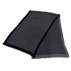 Hermes Cashmere Silk Blend Logo Chain Pattern Fringe Shawl Black Gray Scarf — view 7
