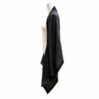 Hermes Cashmere Silk Blend Logo Chain Pattern Fringe Shawl Black Gray Scarf — view 4
