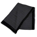 Hermes Cashmere Silk Blend Logo Chain Pattern Fringe Shawl Black Gray Scarf