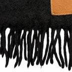 Loewe Mohair Wool Blend Leather Anagram Patch Fringe Scarf Black — view 6
