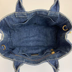 Prada Canapa Blue Gold Denim Tote Shoulder Bag 2-Way — view 8